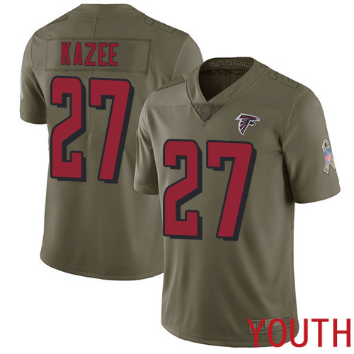 Atlanta Falcons Limited Olive Youth Damontae Kazee Jersey NFL Football #27 2017 Salute to Service->youth nfl jersey->Youth Jersey
